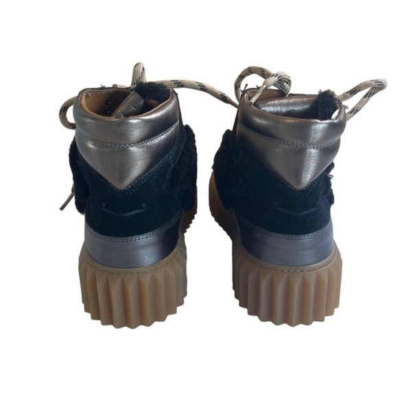 New Voile Blanche Eva Shearling Metallic Leather Womens Hiking Boots Black EU 40 - Picture 6 of 13